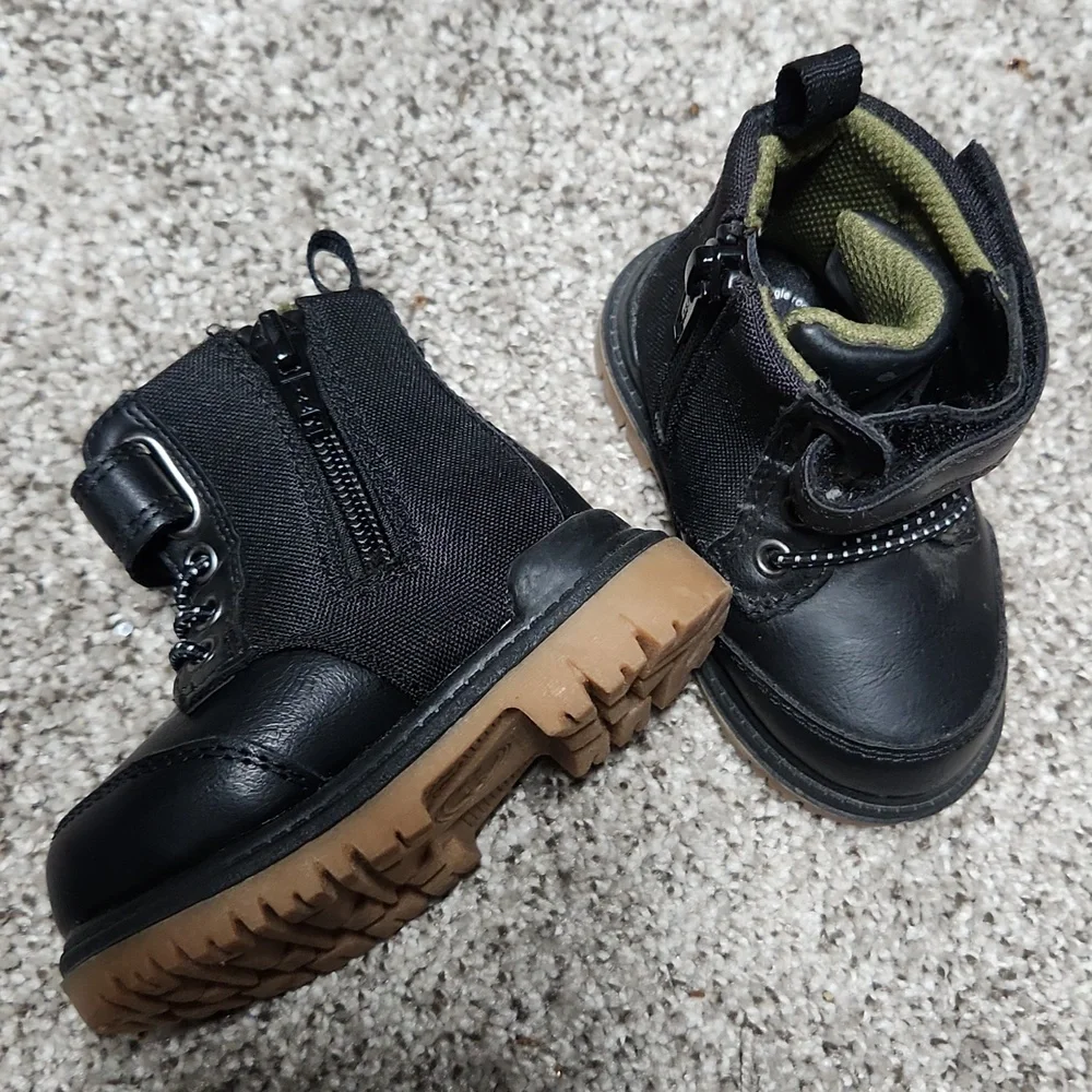 Wonder Nation Combat Black Boots Size 2